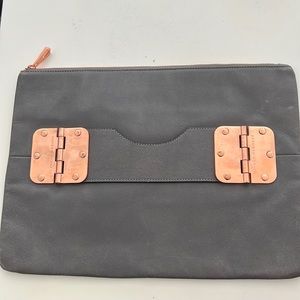 Hayden Harnett grey and rose gold large clutch pocketbook